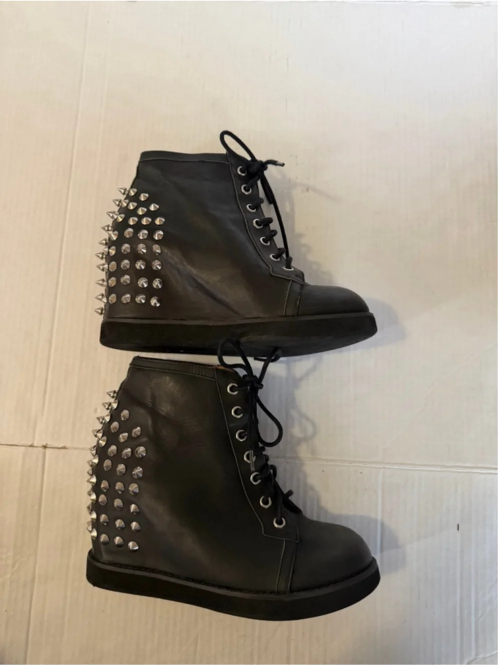 Women's Jeffrey Campbell Black Spiked Wedge Boots Size 9